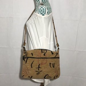 Dancing Cat USA Handmade Textured Fabric  VTG Crossbody Shoulder Purse Bag